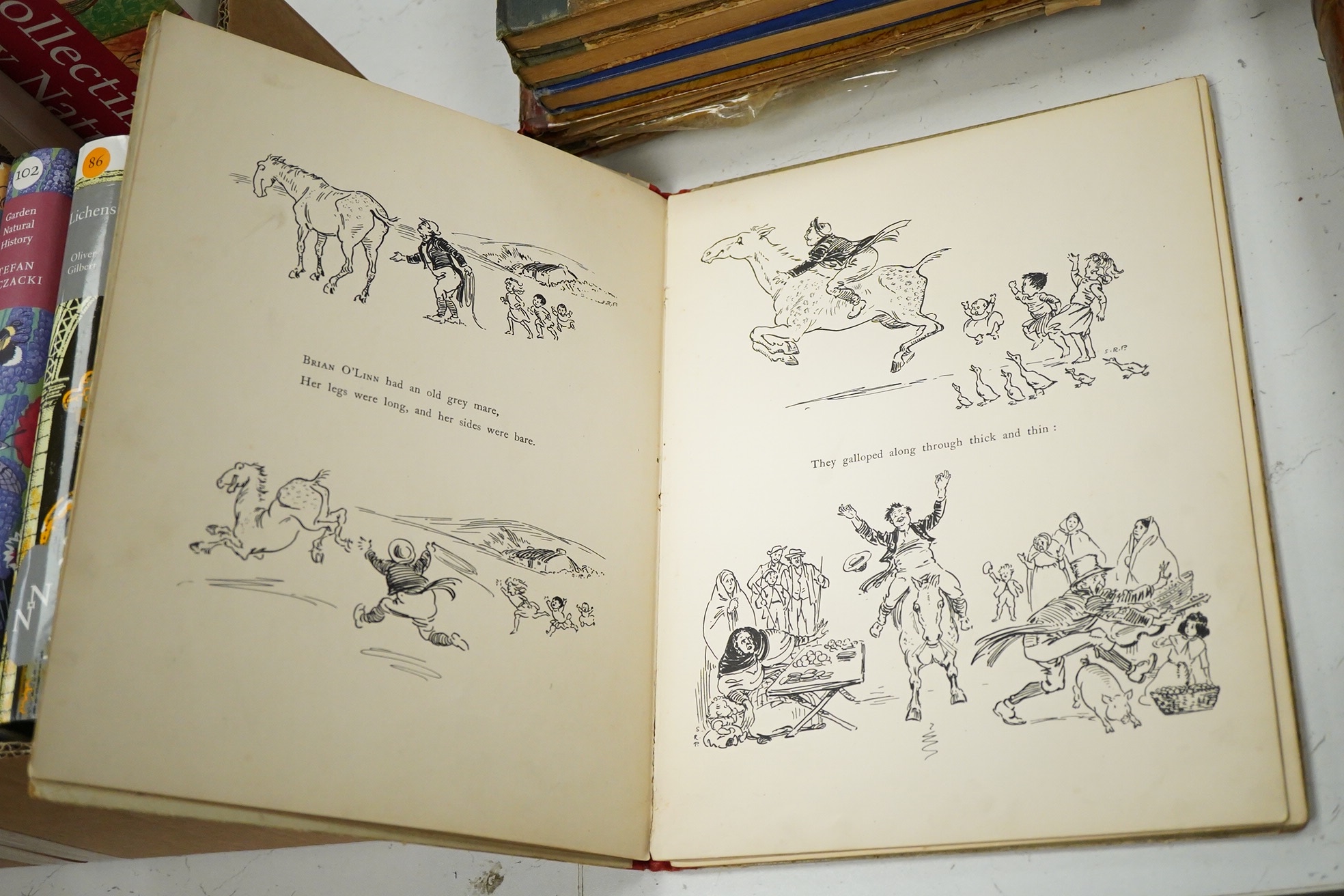 Praeger, Sophia, Rosamond - 8 works - How We Went to School, [1903]; How They Came Home From School, [1911]; How They Went to the Seaside, [1909] and The Olde Irishe Rimes of Brian O’Linn, 1901; The Tale of the Little Tw